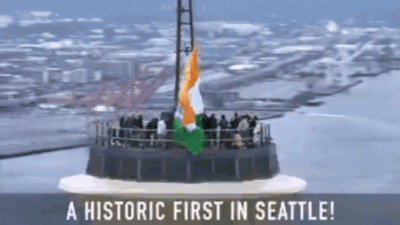  Tricolour hoisted at Seattle’s iconic 605-feet-tall Space Needle; watch