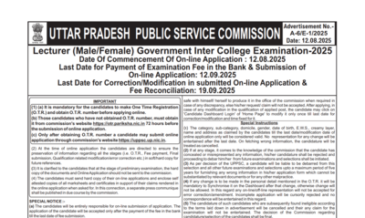 UPPSC opens recruitment for 1,471 lecturer posts in government inter colleges: Check details here