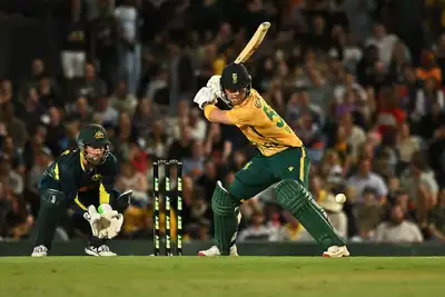 Watch: Dewald Brevis smashes hat-trick of no-look sixes; fan jumps fence to catch ball