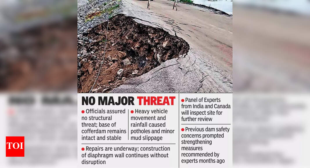Minor cave-in reported at Polavaram cofferdam, repairs underway ...
