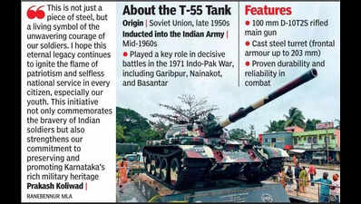 Historic Indo-Pak war tank ‘Shivashakti’ installed in Ranebennur