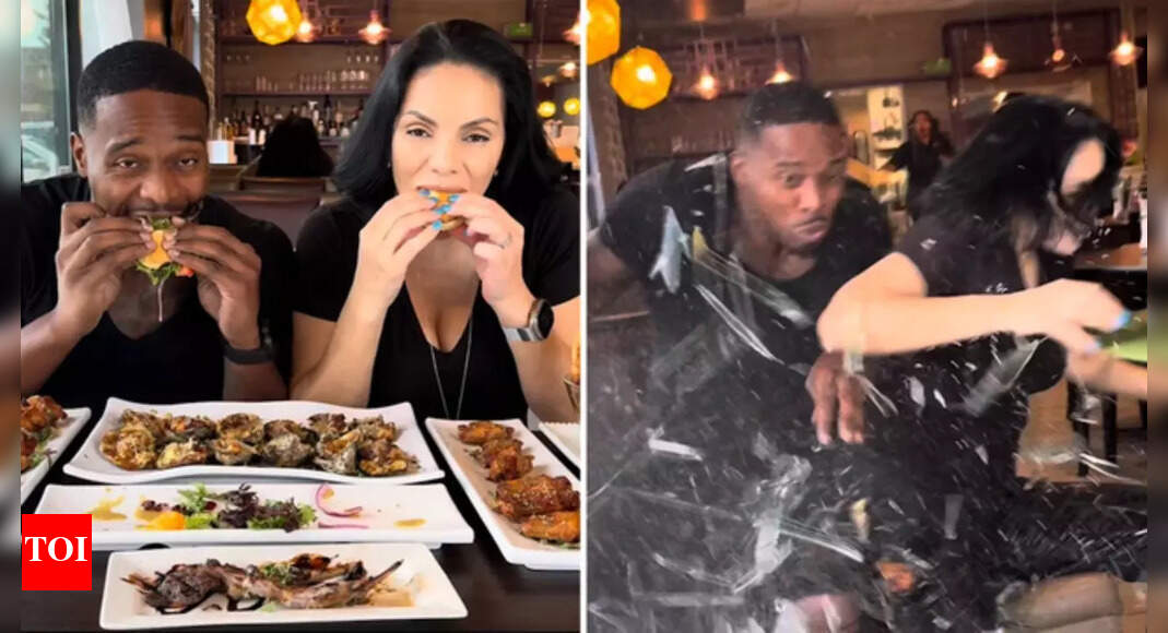 Viral video: Car crashes into a restaurant while US food vloggers were ...
