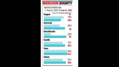 Storage in dams 10% higher than last yr, except for Vidarbha