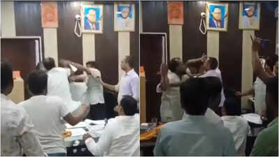 On camera: Engineer thrashed with shoe at his office; Ballia police files complaint against BJP member