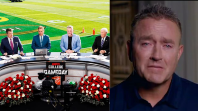 Kirk Herbstreit cries as he pays emotional tribute to 90 year old Lee Corso on ESPN College GameDay