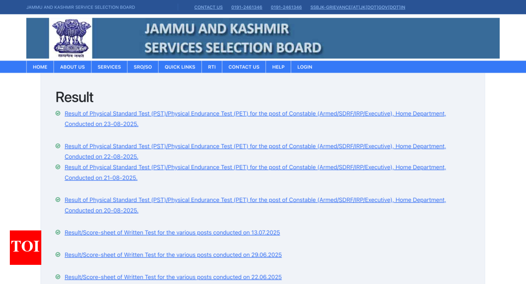 JKSSB Constable results 2025 released for PET/PST candidates at jkssb.nic.in: Check direct link to download result PDF here