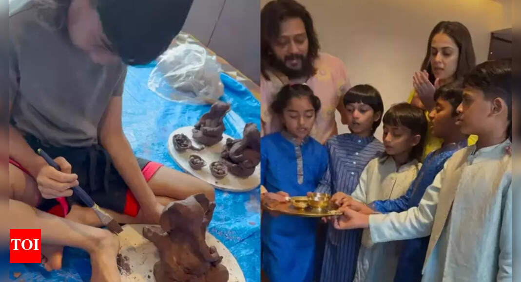 When Riteish Deshmukh’s kids crafted eco-friendly Ganeshas—WATCH