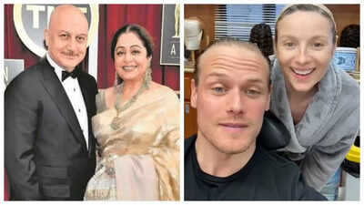 Anupam Kher shares 'Outlander' stars Sam Heughan and Caitriona Balfe's message for Kirron Kher as they celebrate their 40th anniversary