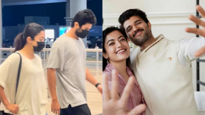 Vijay Deverakonda and Rashmika Mandanna seen at Hyderabad airport after attending India Day Parade in New York - Watch
