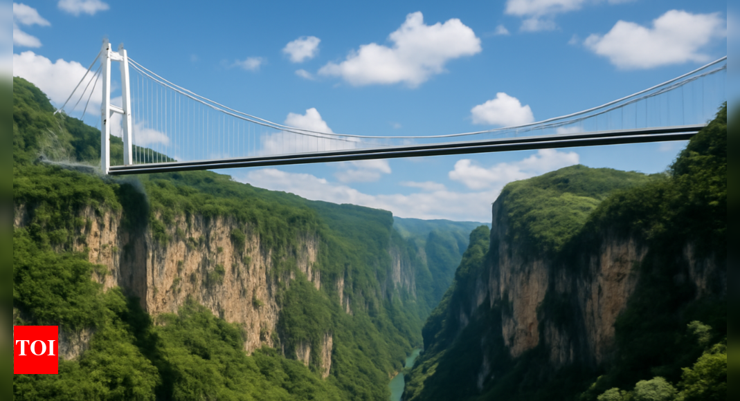 China’s Huajiang Grand Canyon Bridge, set to be world’s tallest, passes load test; 96 trucks pass on safely: Report – Times of India