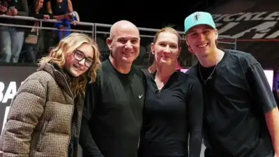 Andre Agassi and Steffi Graf’s daughter Jaz makes rare US Open appearance with father and gives glimpse of her boyfriend