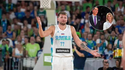 Luka Doncic gets heartfelt surprise from Jeanie Buss and Rob Pelinka ahead of his EuroBasket game