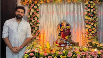 In paintings: rare picture of Rohit Sharma with brother, family on Ganesh Chaturthi in Mumbai