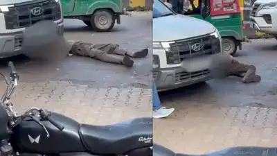 Watch: Drunk man lying on road run over by SUV in Gurgaon, survives