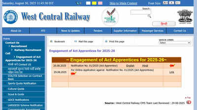 RRC WCR apprentice recruitment 2025 opens for 2865 posts; check direct link to apply online