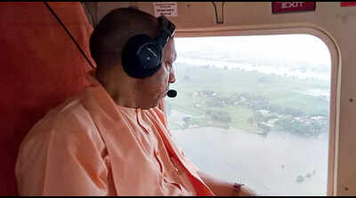 UP CM Yogi Adityanath conducts aerial survey of Ghazipur floods