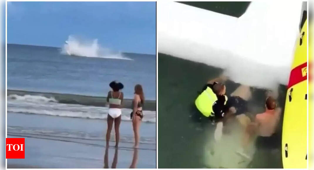 Watch: Pilot rescued in 30 seconds after dramatic plane crash off Oak Island