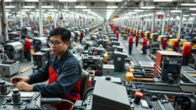 Representative AI image China’s factory output contracts for fifth month: PMI at 49.4 in August; trade talks with US drag on