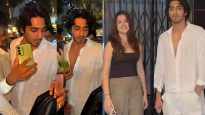 Ahaan Panday wins hearts as he makes sure Aneet Padda gets safely into her car; netizens praise his chivalry: PICS