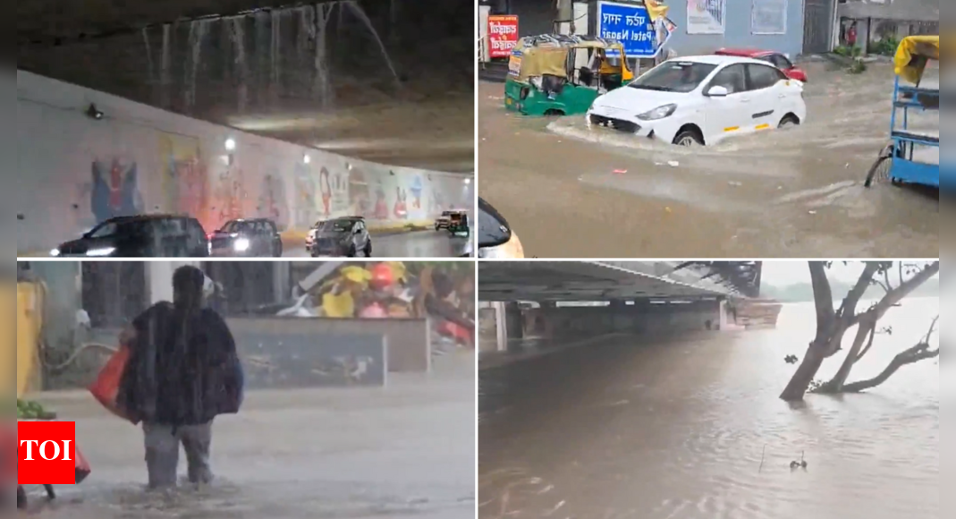 Delhi-NCR rain havoc: Flood alert issued; roads waterlogged, monster traffic jams – top developments | India News – The Times of India