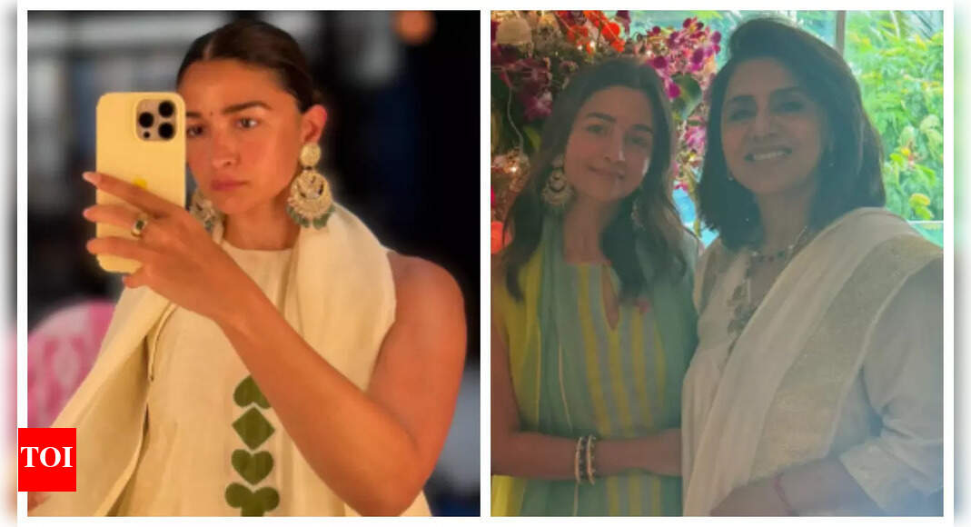Alia Bhatt celebrates Ganesh Chaturthi with Neetu Kapoor, shows off her festive look: ‘Love, blessings and modaks’ | – The Times of India
