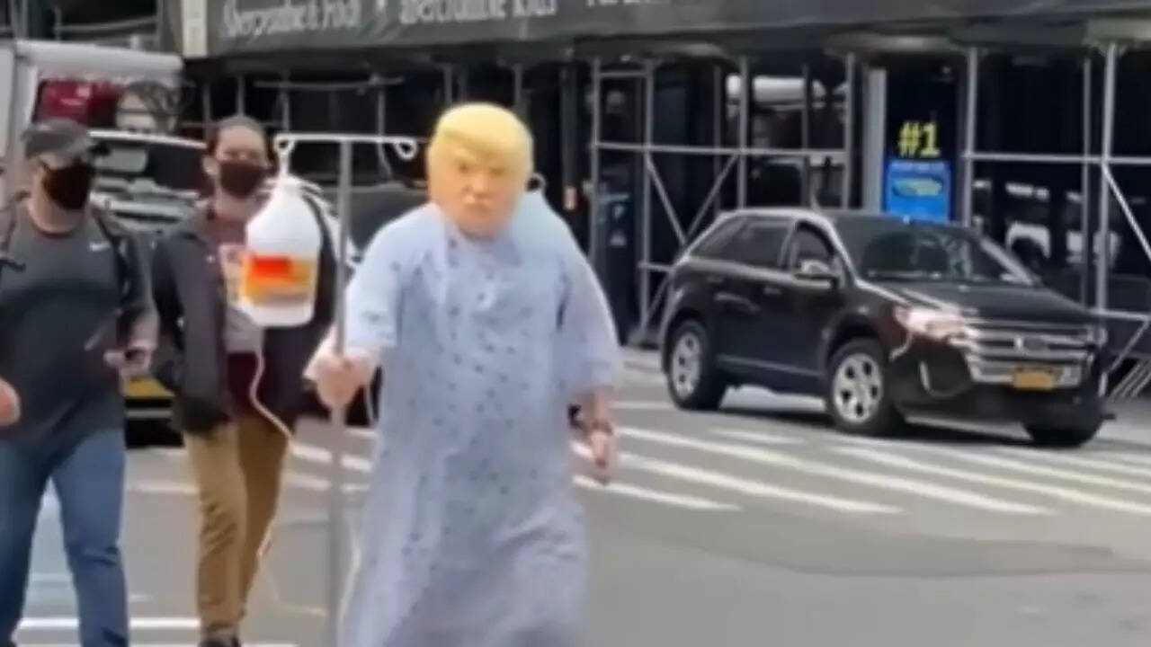 Donald Trump in pink boots and hooked to disinfectant IV? Viral