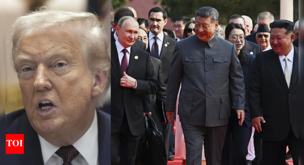 <div>China’s mega military show: Donald Trump slams Xi's parade with Vladmir Putin, Kim Jong UN; claims conspiracy against US</div>