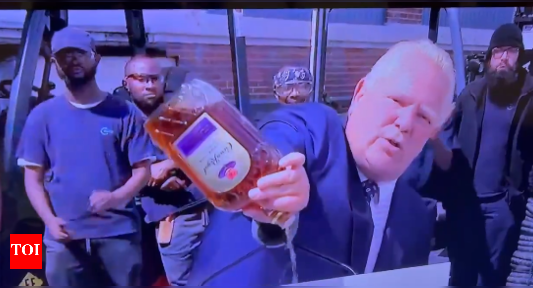 Ontario Premier pours whisky in protest: Doug Ford attacks Diageo over plant closure; watch Ontario Premier pours whisky in protest: Doug Ford attacks Diageo over plant closure; watch