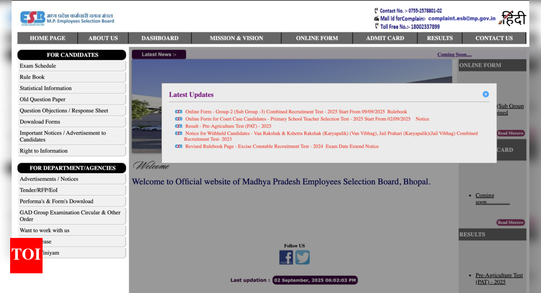 MPESB Recruitment 2025: Notification out for 339 Graduate posts at esb ...