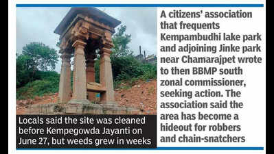 Neglect leaves Kempegowda mantapas at Kempambudhi lake in Bengaluru