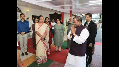 Assam governor Lakshman Prasad Acharya reviews government schemes in Sivasagar district