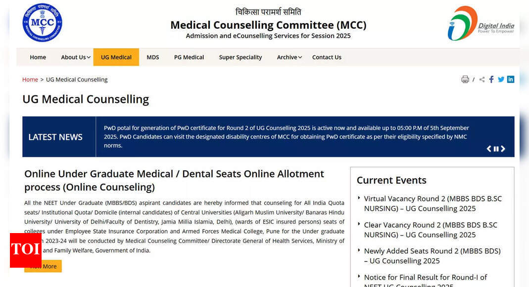 NEET UG 2025 round 2 counselling: MCC adds over 1,100 new seats, allotment results by 12 September