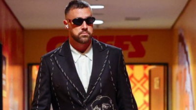 Travis Kelce stuns in bizarre $850 black suit as Taylor Swift’s fiancé kicks off Chiefs vs Chargers clash in Brazil