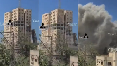  Israel hits another Gaza high rise; witnesses watch 15-storey tower turn to dust - Video