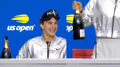 Hilarious! Tennis queen Aryna Sabalenka brings champagne to press conference after US Open win – Watch
