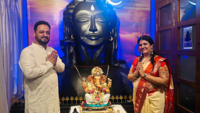Dhoot family creates six-and-a-half-foot Adiyogi Shiva idol at their home