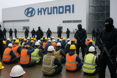 Redada en planta de Hyundai en EE. UU.: trabajadores se escondieron en conductos de aire y se lanzaron a un estanque; 475 surcoreanos arrestados