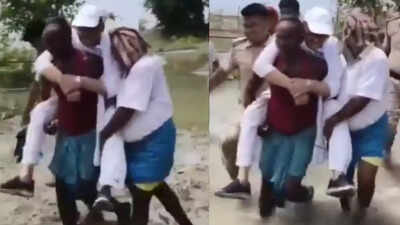 Bihar villagers carry 'unwell' Congress MP Tariq Anwar to inspect flood situation; watch video