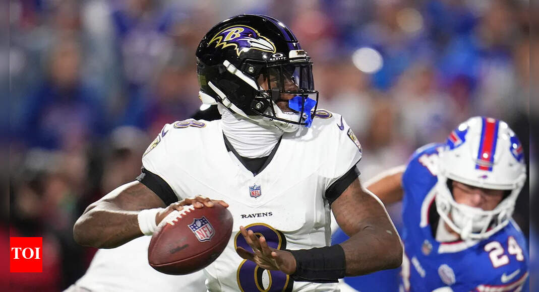 Lamar Jackson pushes Bills fan back into stands after helmet strike, igniting sideline chaos and social media frenzy