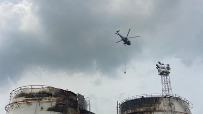  Indian Navy assists with firefighting efforts for controlling fire in EIPL storage tanker