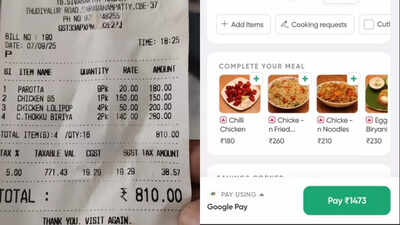 Customer alleges 81% higher food bill on food delivery app than at restaurant; details inside