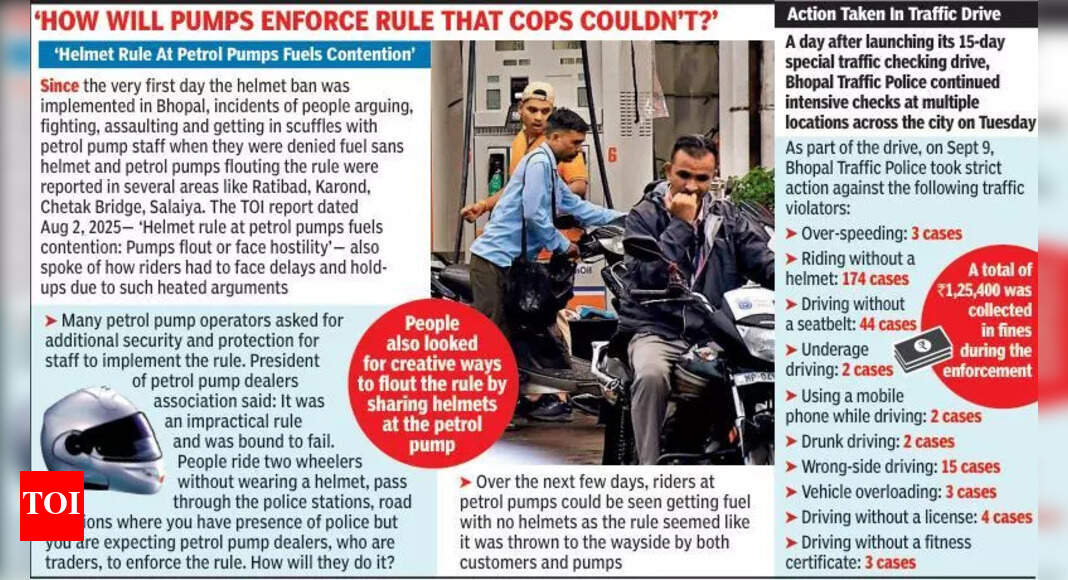 Helmet rule becomes slack; pumps go easy on 2-wheelers after clashes