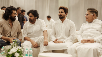  Allu Arjun, Ram Charan, Chiranjeevi, Pawan Kalyan pray together - Watch