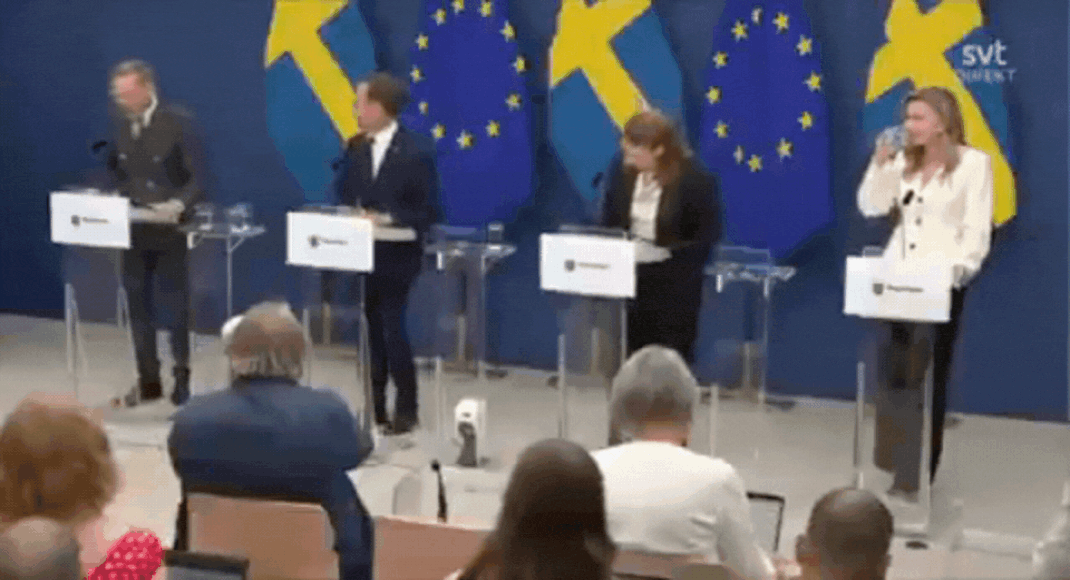 Watch: Sweden’s new health minister Elisabet Lann collapses; was holding live press briefing Watch: Sweden’s new health minister Elisabet Lann collapses; was holding live press briefing