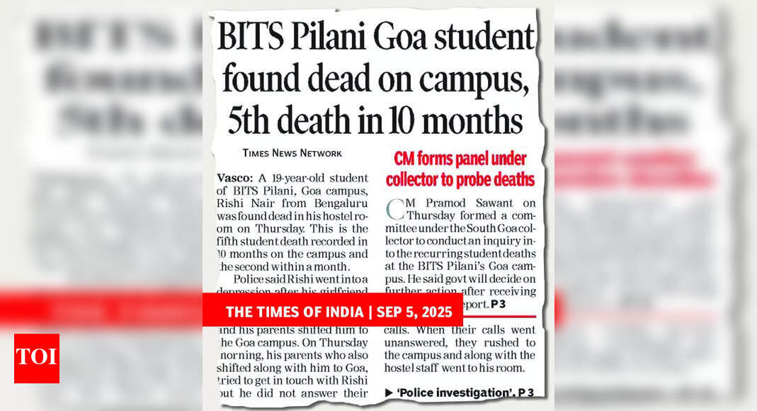 BITS Goa to frame mental health policy after five student deaths