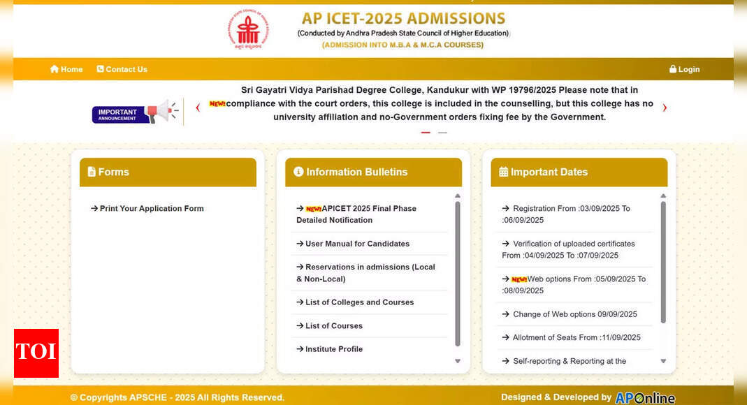 AP ICET final phase seat allotment result 2025 out today at icet-sche.aptonline.in