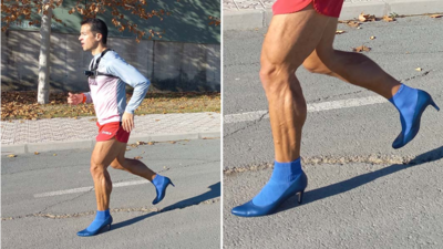 Guinness World Record: Man sprints 100m backwards in high heels in 16.55 seconds