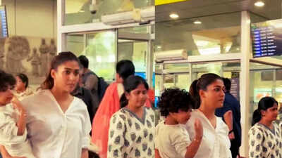 Nayanthara’s tender airport moment: 'Mookkuthi Amman 2' actress along with twin sons, Uyir and Ulag is pure love