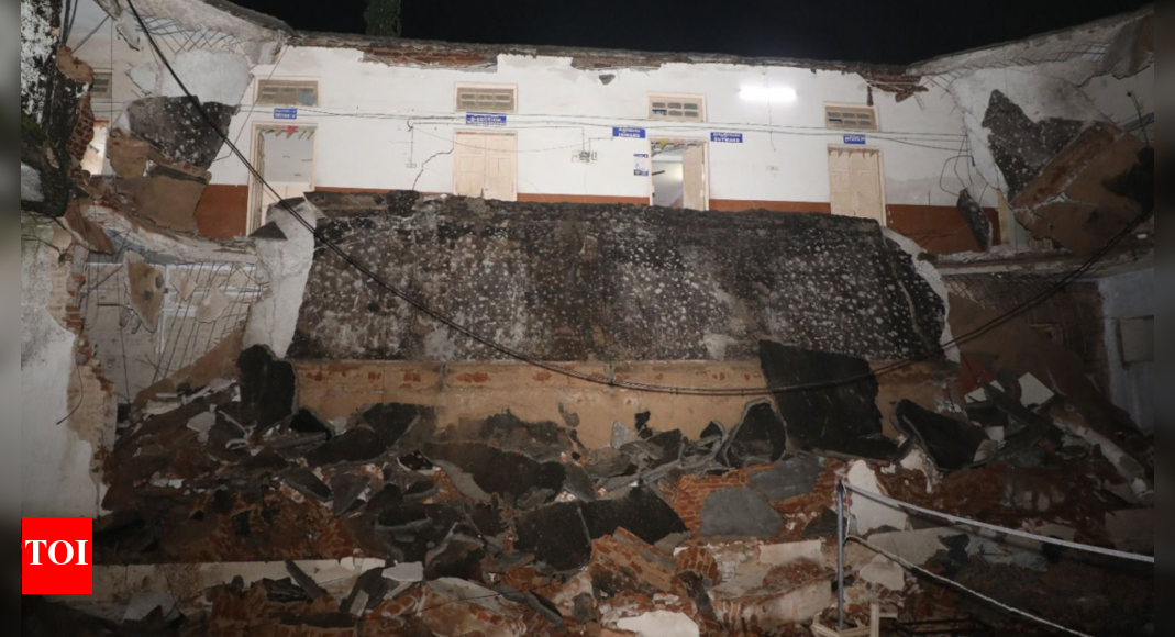 Telangana rain: Portion of collectorate building collapses in Adilabad
