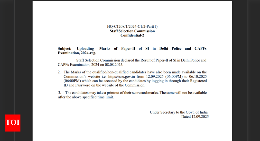 SSC SI Paper 2 result 2025: Marks out for all candidates on ssc.gov.in, check direct link